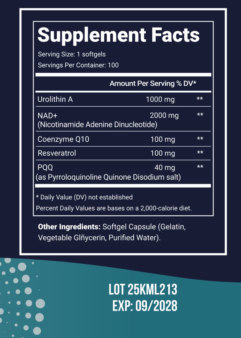 Miniatura 3 de UROLITHIN A NAD+ CoQ10 RESVERATROL PQQ